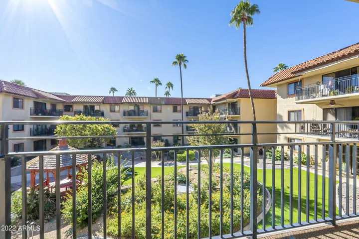 Well maintained landscaping and a southern view make this balcony enjoyable all year.