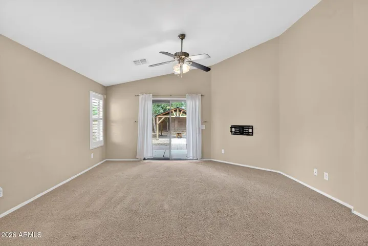 Living room, exit out to back yard