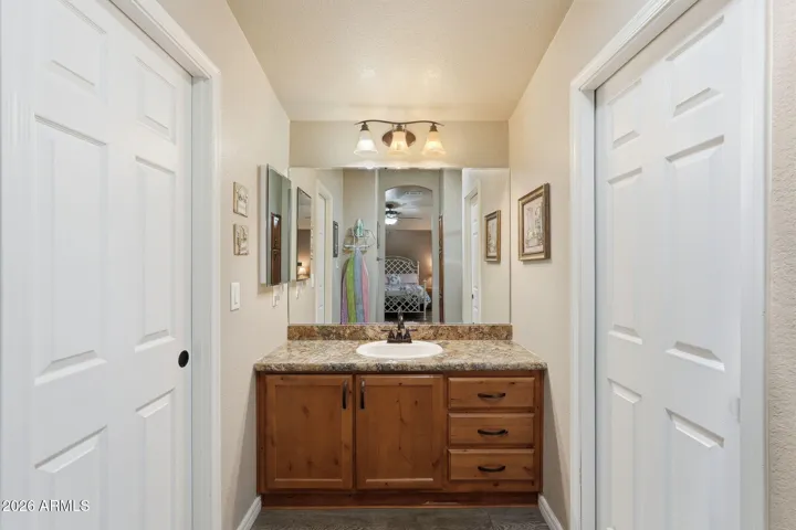 The door on the left is the walk-in closet and the door on the right is the water closet