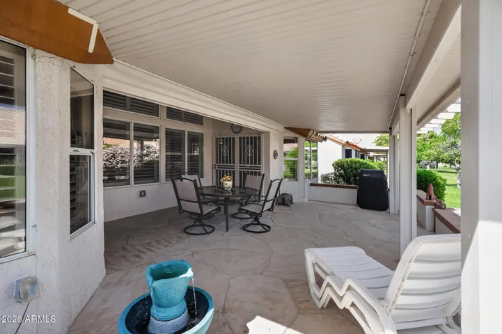 This space is expanded for extra covered patio pleasure.