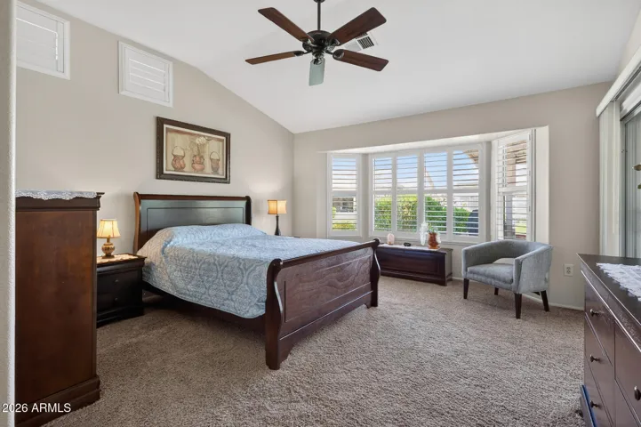 A bay window offers the perfect place for a desk or sitting area.