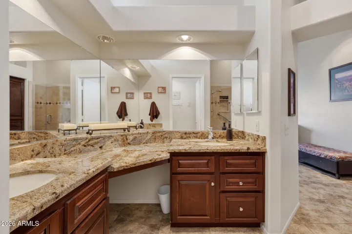 Notice the 2 separate sink areas and lots of counter space.