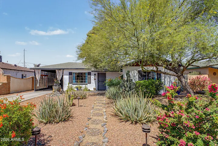 Front of home & Beautiful Mature Desert Landscape