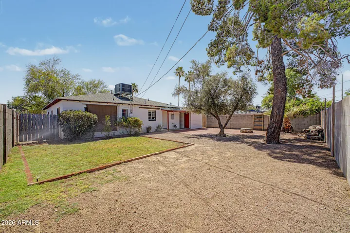Extensive Backyard w/ large trees, bistro lights and grass