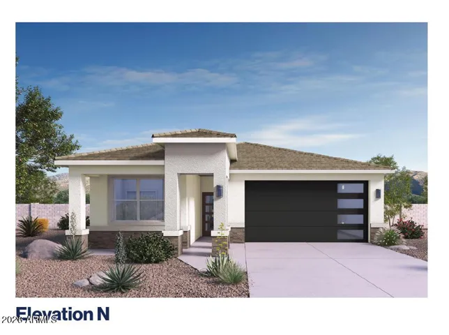 Exterior Elevation "N" Rendering-Does not reflect exterior paint color and stone veneer color