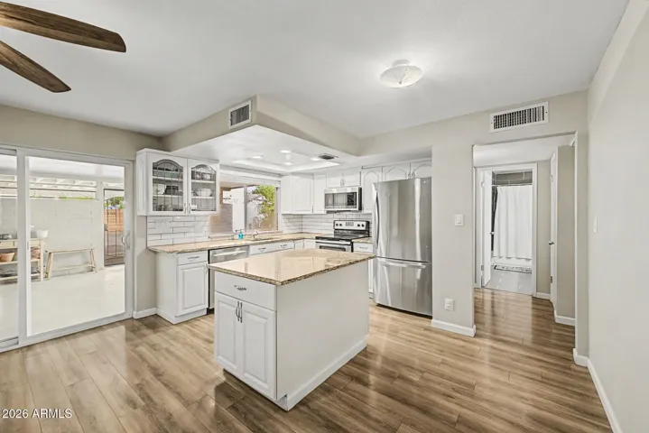 kitchen island and an updated slider!