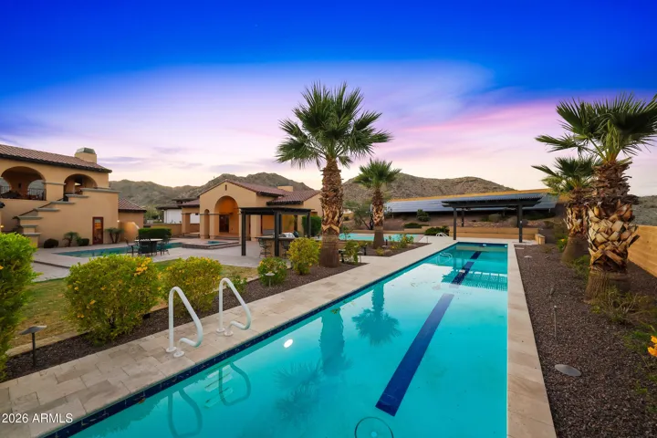Heated and chilled lap pool designed for year round enjoyment and exercise.
