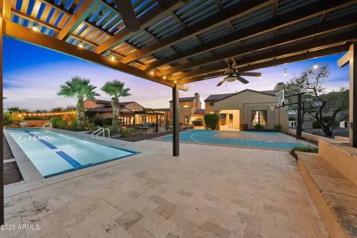 Pergola covered patio space.