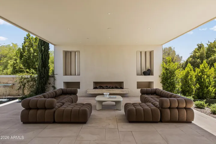 Covered Patio with Gas Fireplace + Built-In BBQ Station