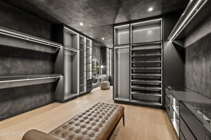 Showroom-style Custom Dressing Room + Makeup Station + Laundry + Garment Steamer