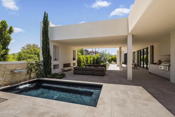 Oversized Heated Spa + Covered Patio with Gas Fireplace + Built-In BBQ