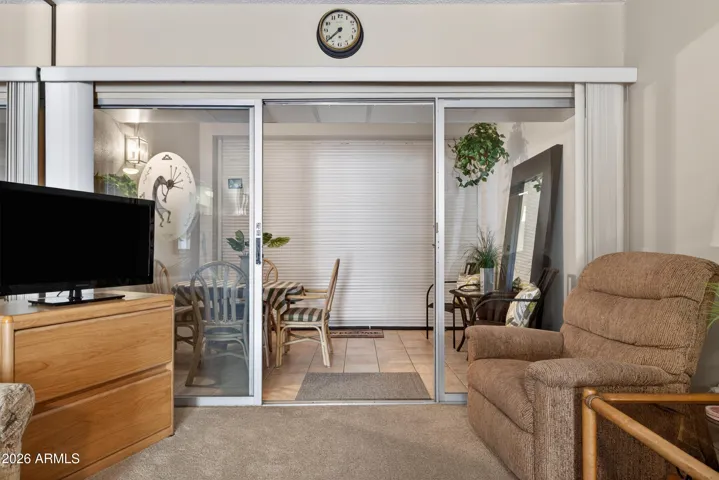 The retractable patio door can be rolled down and locked if you are away or just a scaredy cat.