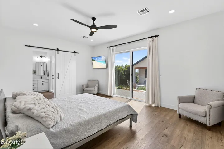 Master bedroom with backyard access