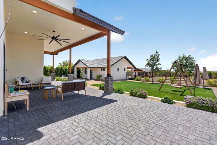 Back covered patio overlooking the arena