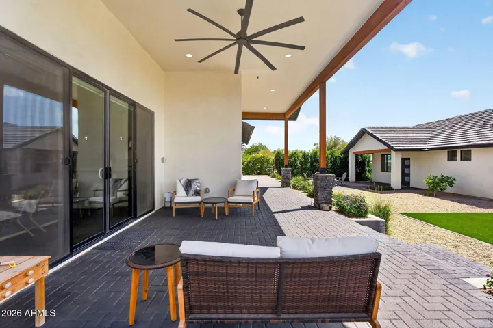 Back covered patio with casita in the background