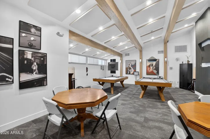 Club house with card tables and pool tables!