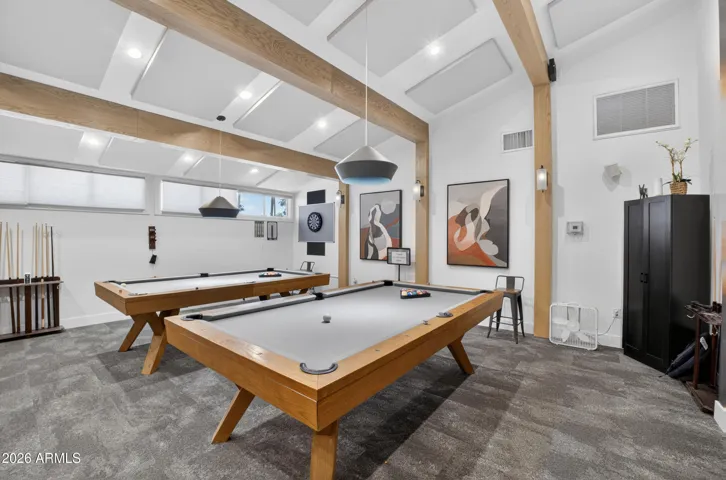 Club house with card tables and pool tables!
