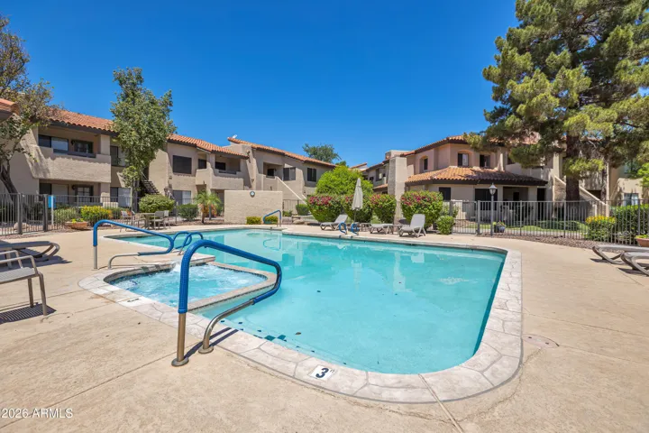 Gorgeous Heated Pool and Spa just steps away! One of 2 pools in the community (this one is heated!)