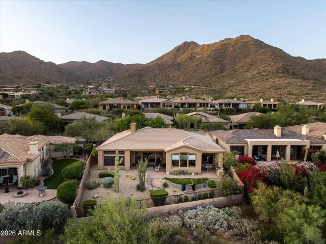 The front of the home looks to the North and the McDowell Mountains.