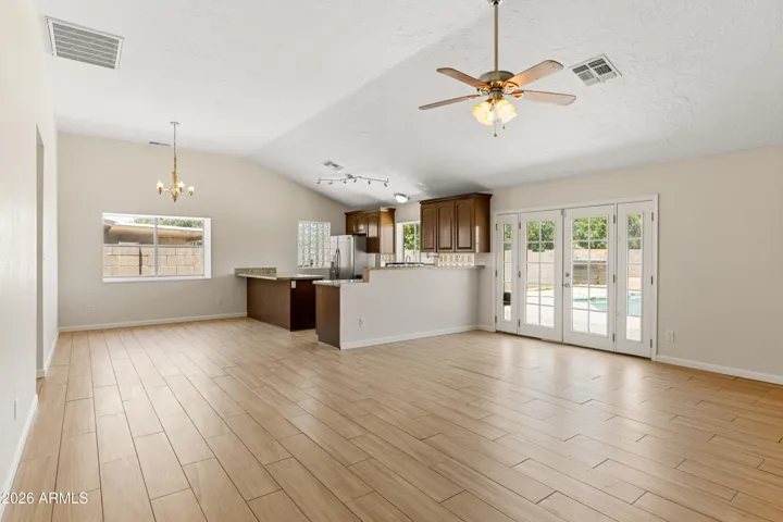 Open living space with kitchen