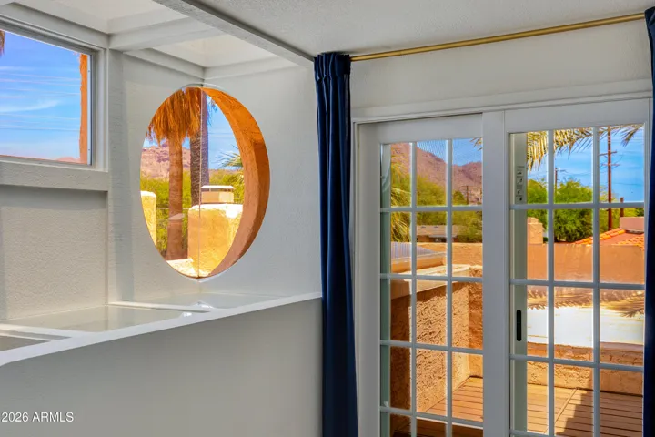 Architectural views from the upstairs bedroom.