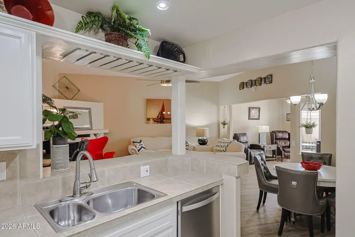 fabulous open design connects kitchen to the dining and family room area