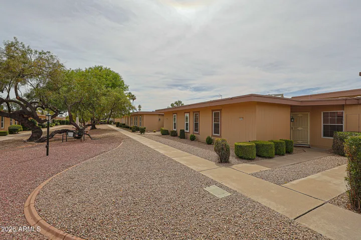 view of courtyard from front of home