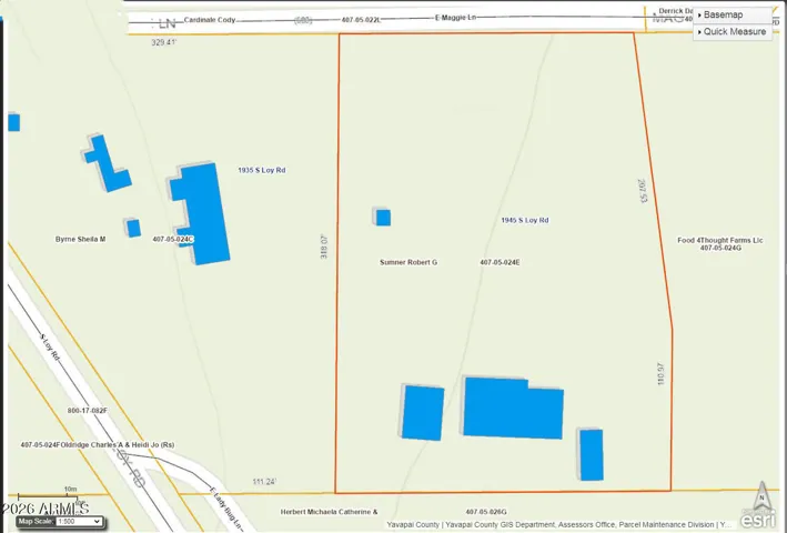 Showing location of building positions on the 1.64 acre lot.