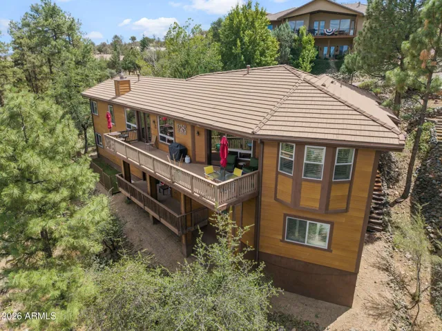 Ariel view of the rear of the home.