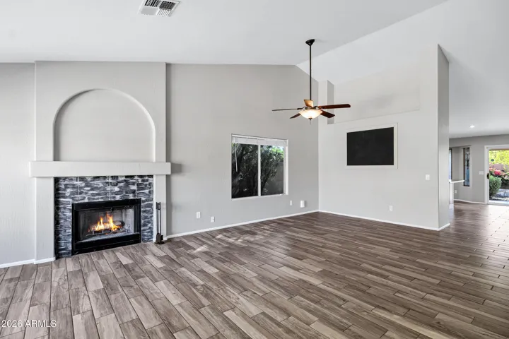 Wood burning fireplace