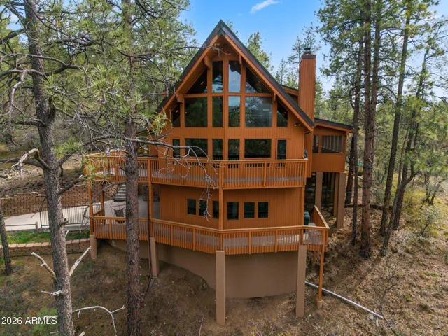 Ariel view of the front of the home.