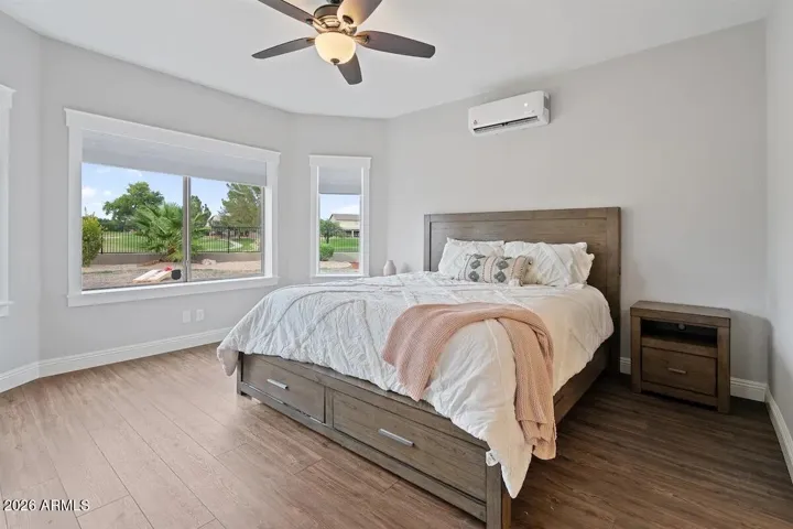 Primary with mini split AC/heating . You won't ever get too cold or too hot while sleeping !!