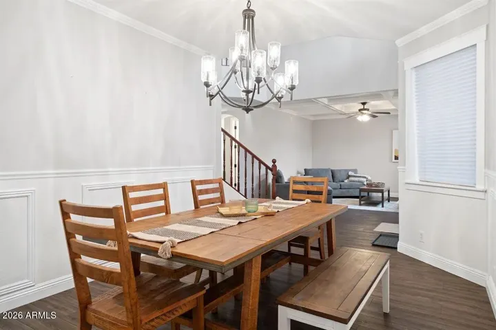 Another view of dining room with plenty of room .