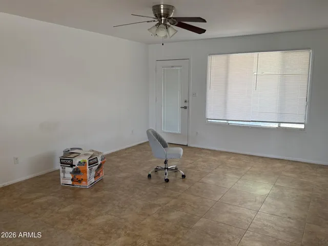 Great room and all windows have horizontal blinds