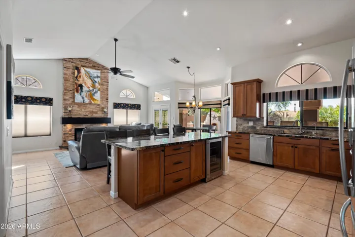 Kitchen opens to a large breakfast nook and family room