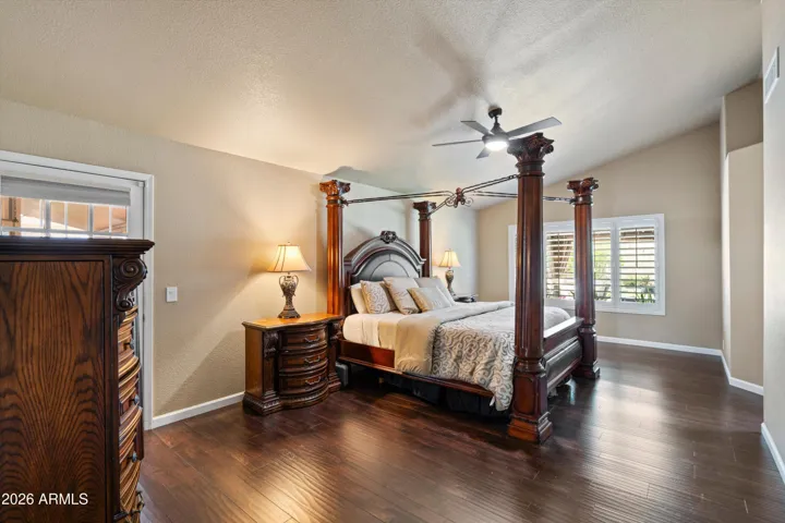 Large primary suite with backyard access.
