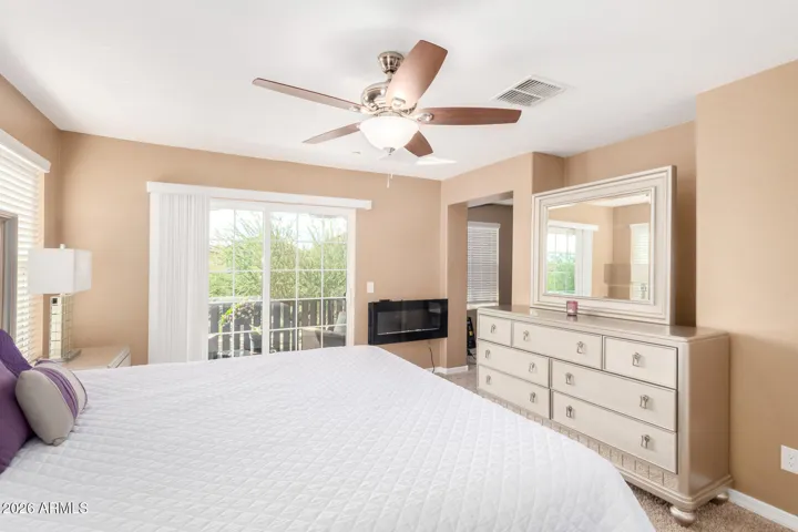Large Master with Own Private Balcony & Electric Fireplace