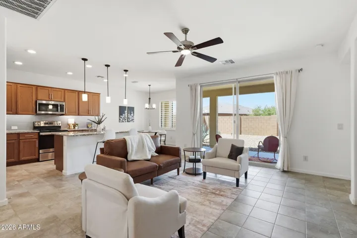 Open great room with lots of natural light