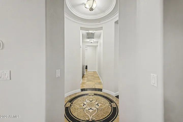 Custom mosaic tile in hallways