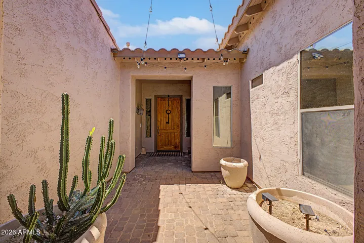 Gated courtyard entry