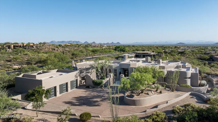 Winding Estate Entry with multiple parking spaces