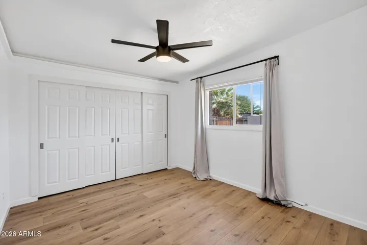 Large closet with built in storage system.