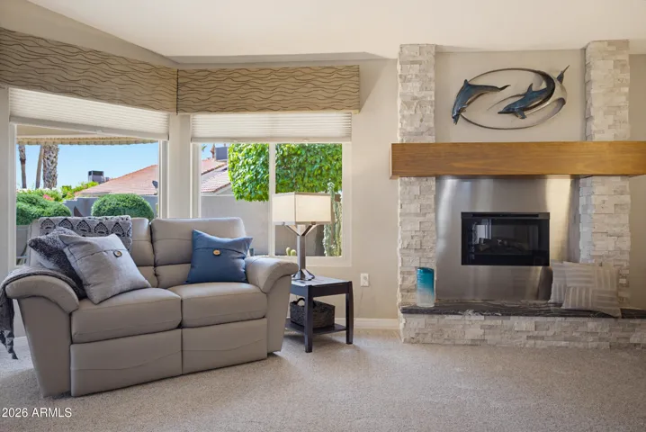 Wood-burning fireplace was converted to electric - with heat if you wish!