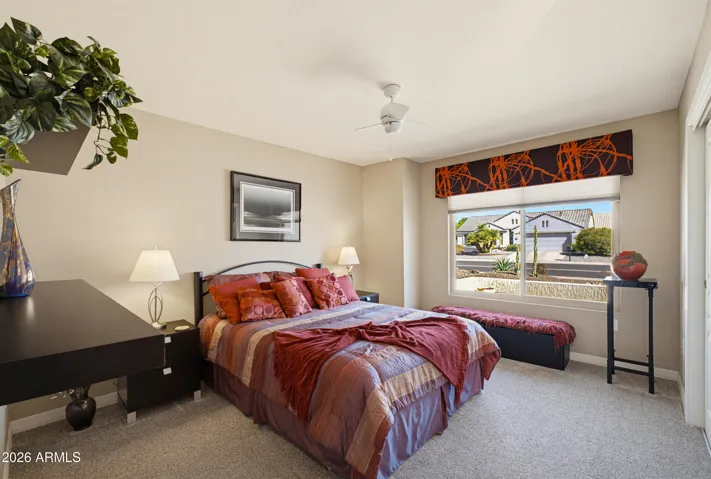 Situated away from the Primary Bedroom, this second bedroom is near the Guest Bathroom.