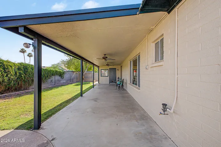 Long extended cover patio for entertaining