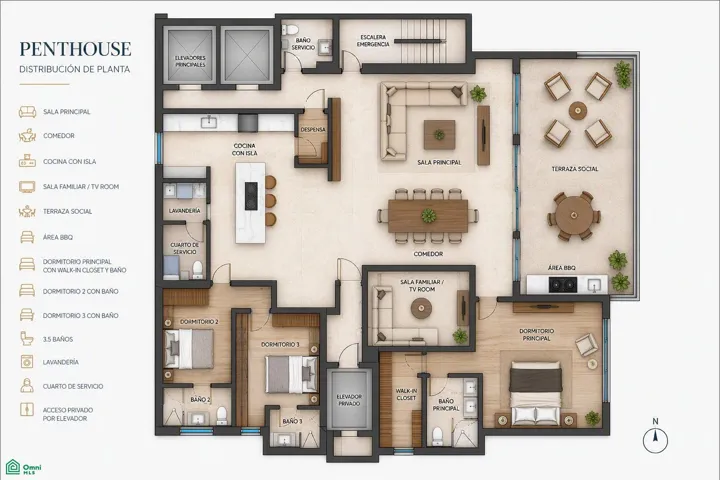 planta de distribucion del apartamento