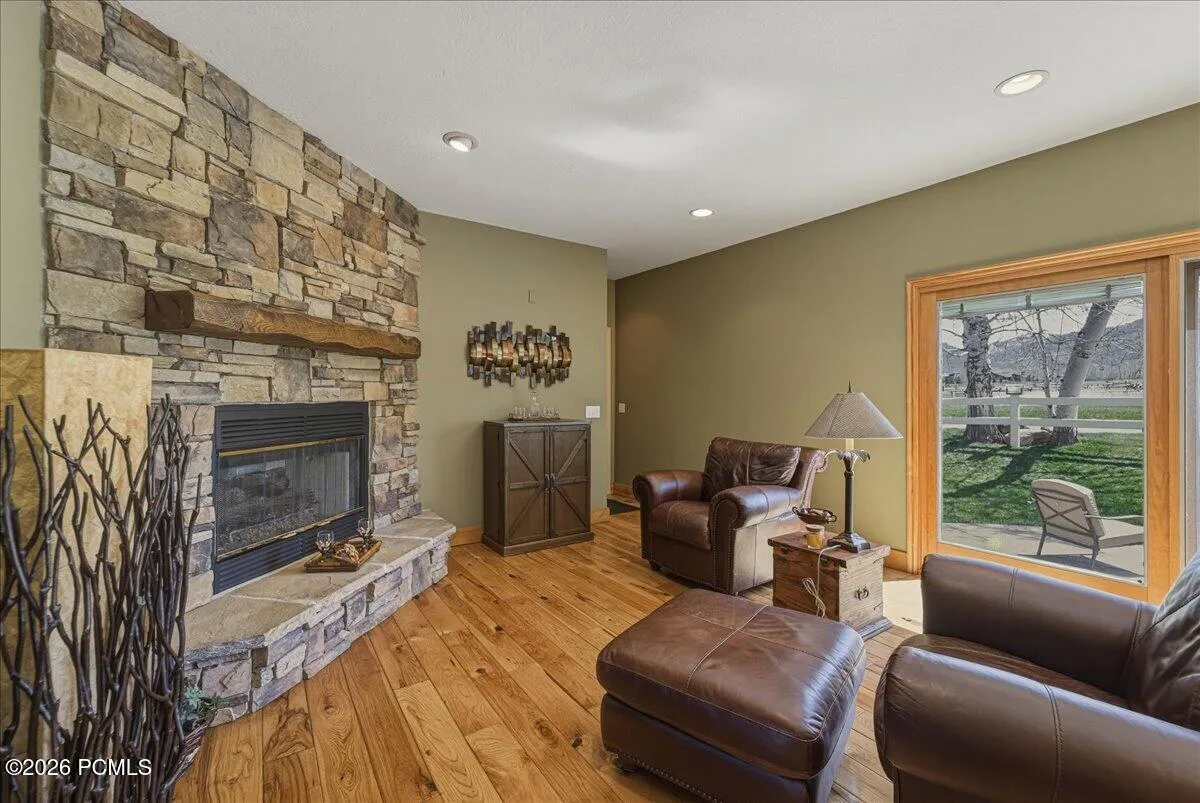 Great Room with Gas Fire Place and Hickory Floors