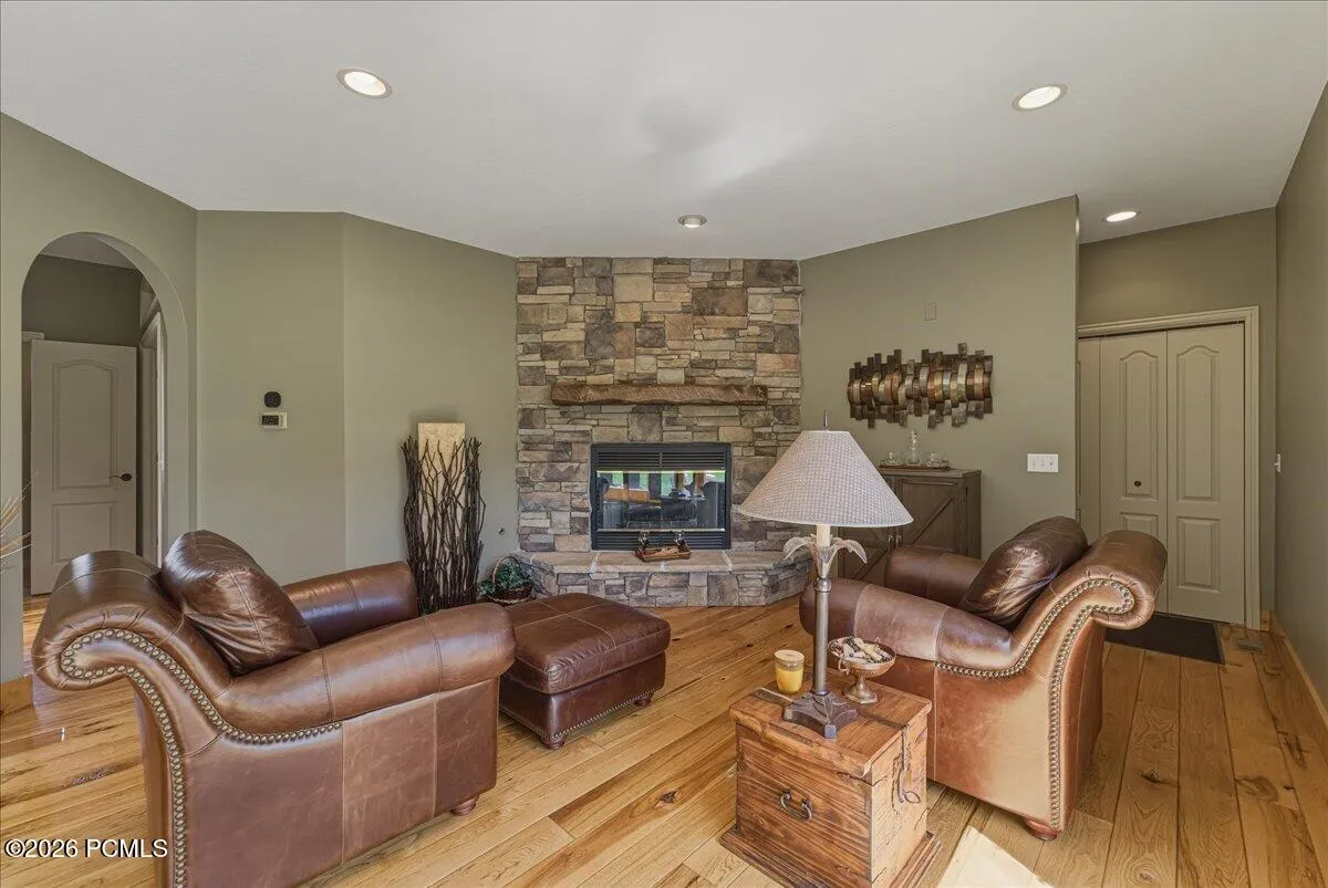 Great Room with Gas Fire Place and Hickory Floors