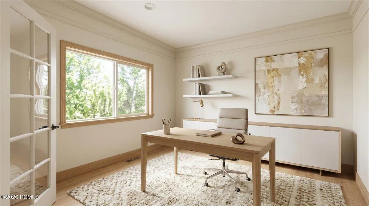 Virtually Staged. Office with French Doors