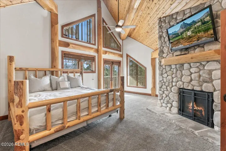 Master Bedroom with Fireplace and Balcony